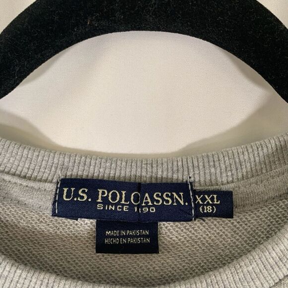 New Polo Assn Sweater Boys XXL 18 Grey Large Graphic Crew Neck Cotton Blend - Picture 3 of 6
